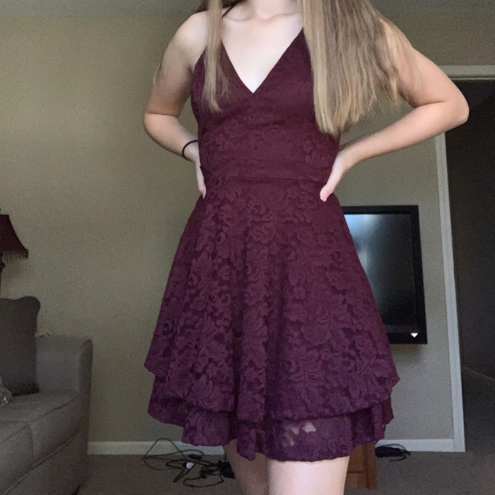 Formal Lace Grape purple mini dress: homecoming